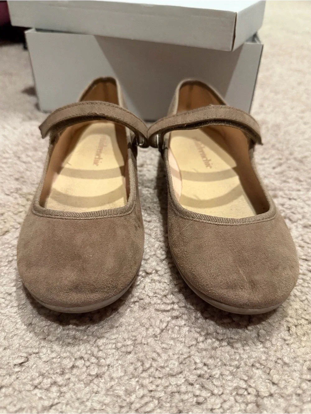 Childrenchic Suede Taupe Mary Jane Shoes for Kids